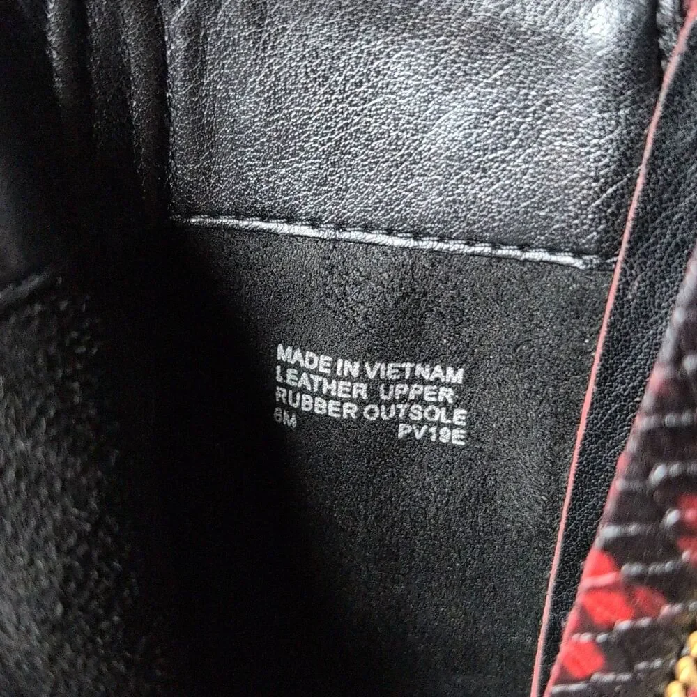 Women's MICHAEL Michael Kors Red Black Snake Print Leather Ankle Bootie 6